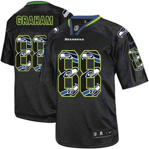 Men's Elite Jimmy Graham Nike Jersey New Lights Out Black - #88 NFL Seattle Seahawks